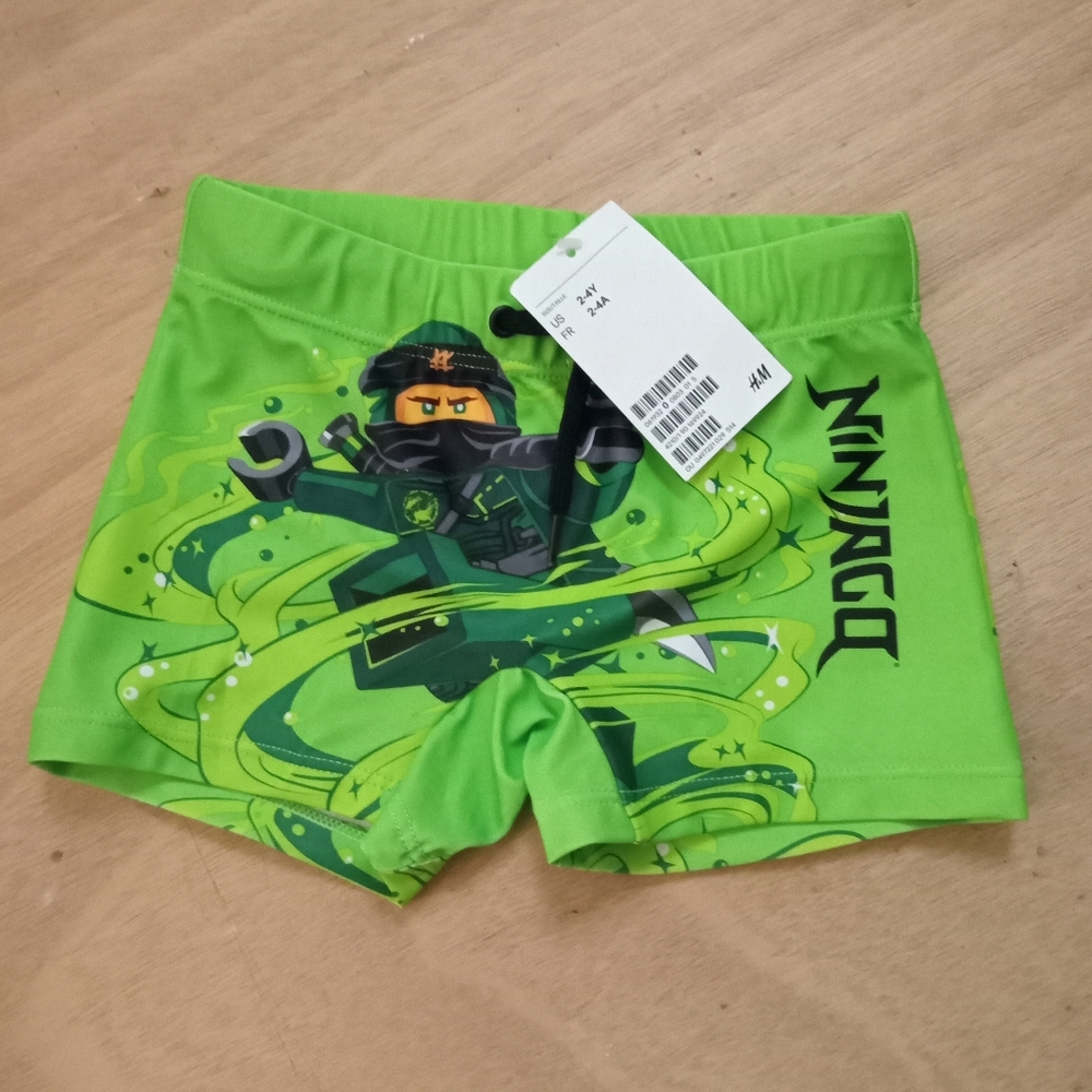 NWT 2-4y H&M Ninjago Lime Green Swim Trunks